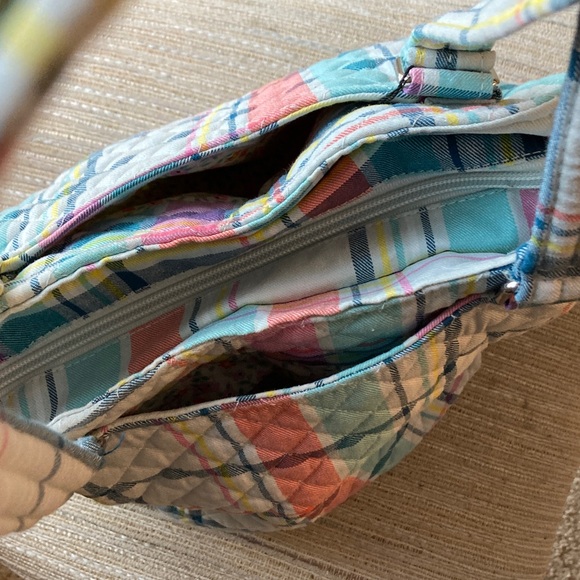 Vera Bradley Multicolor Quilted Satchel Shoulder Bag Pastel Plaid - Picture 14 of 15